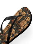 Fanciful Golden Paradise Blossom Flip Flops