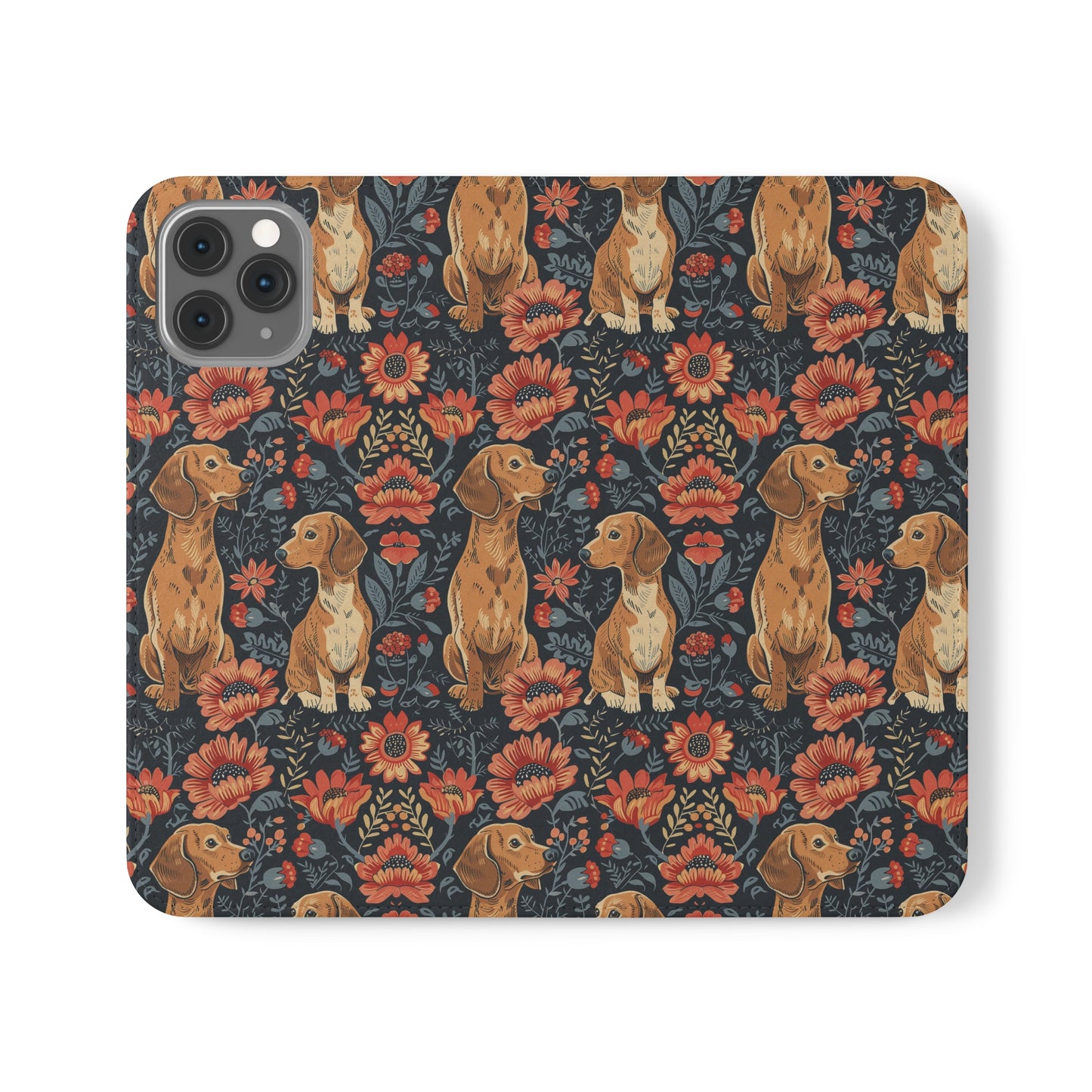 Floral Pawsome Dachsund Delight Flip Cases