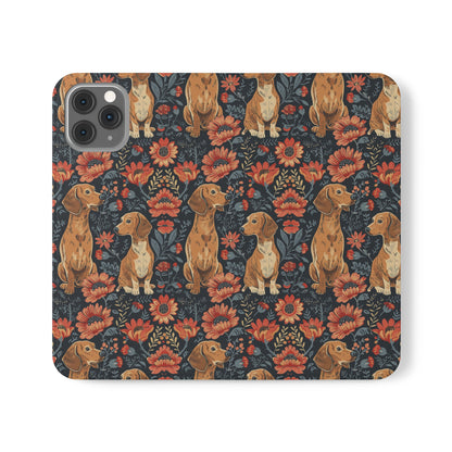 Floral Pawsome Dachsund Delight Flip Cases