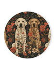 Blossoming Labradors Bouquet Cork Back Coaster