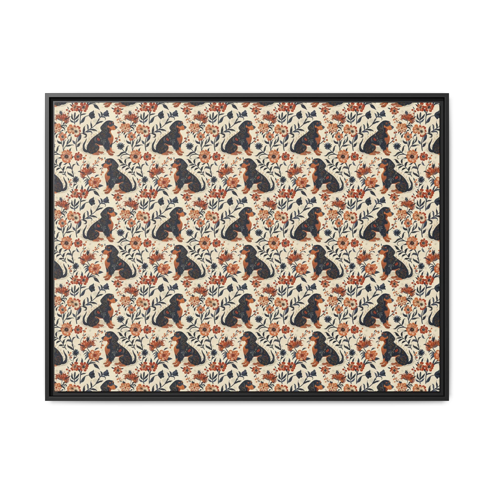 Blossoming Dachshunds Delight Matte Canvas, Framed