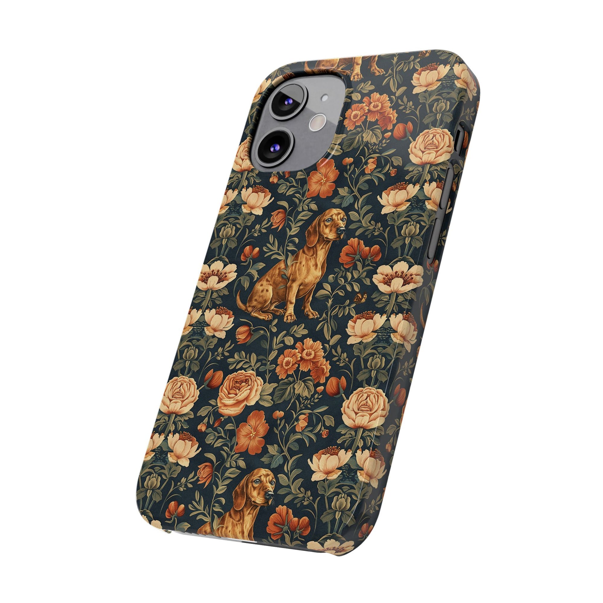 Dazzling Dachsund Blossoms &amp; Foliage Slim Phone Cases