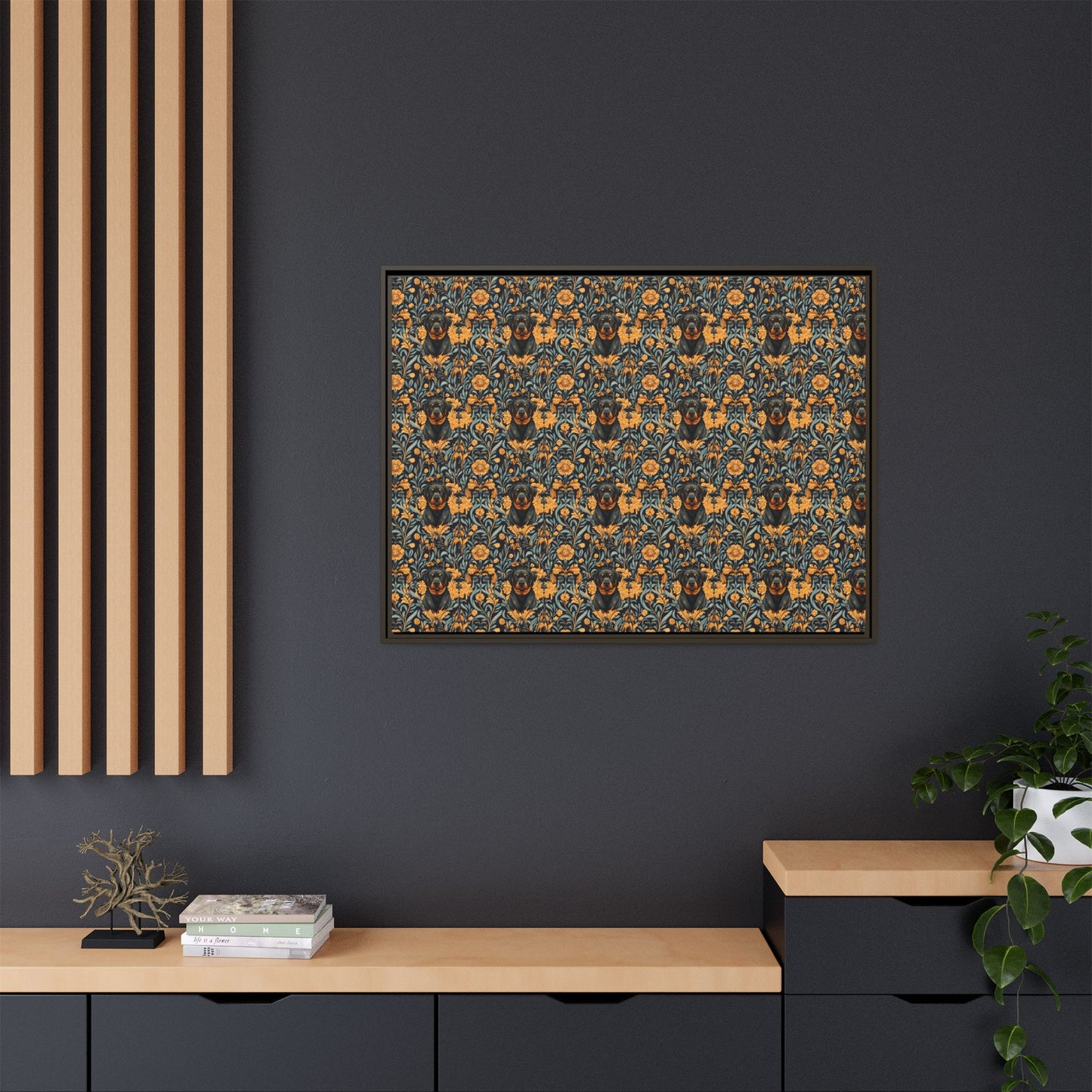 Ruffle Rottie Glamourific Matte Canvas, Framed