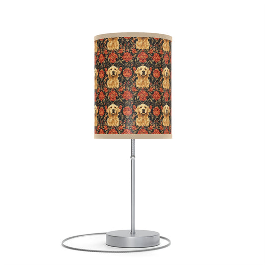 Golden Pawsatronic Tapestry Lamp on a Stand