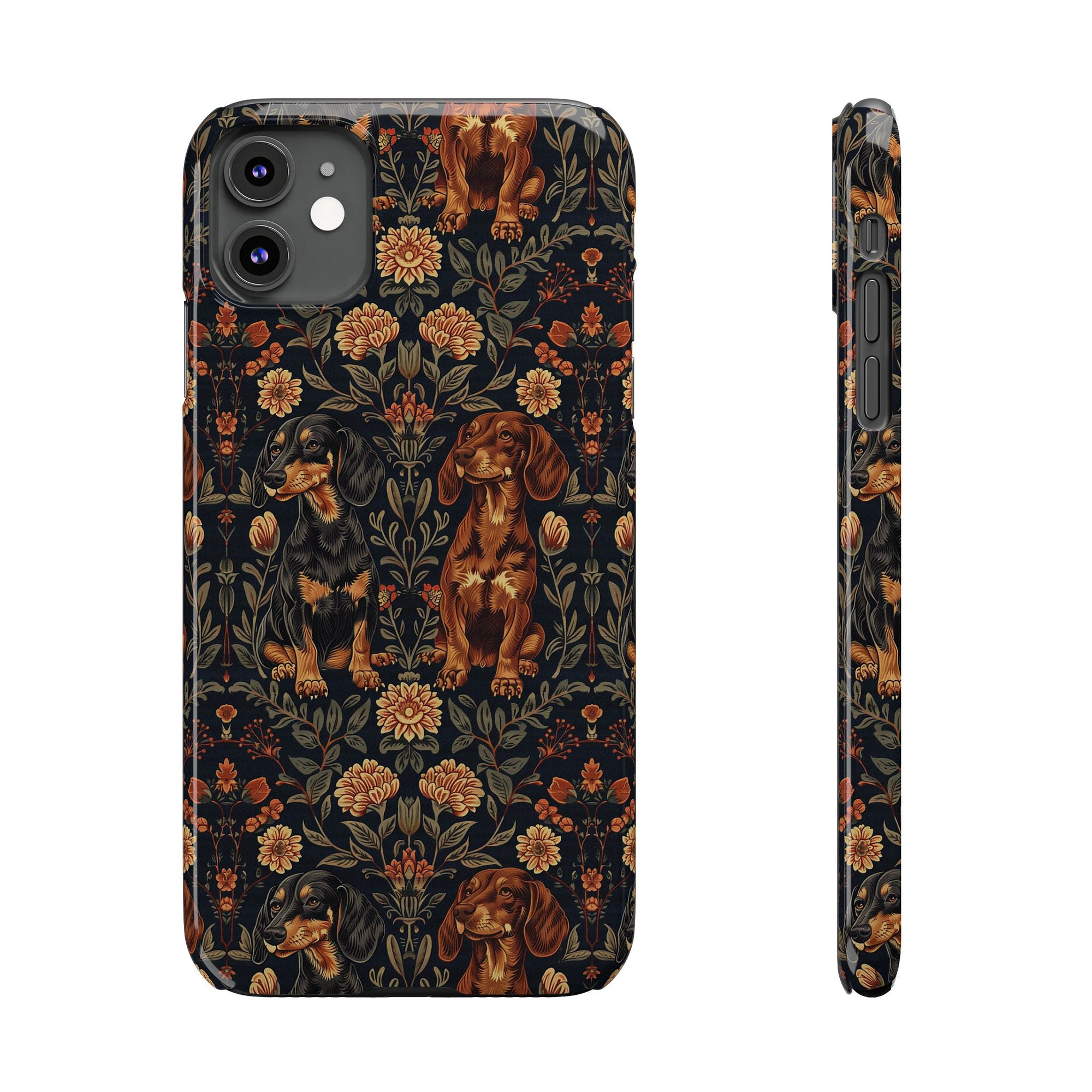 Dapper Dachshund Embroidery Elegance Slim Phone Cases