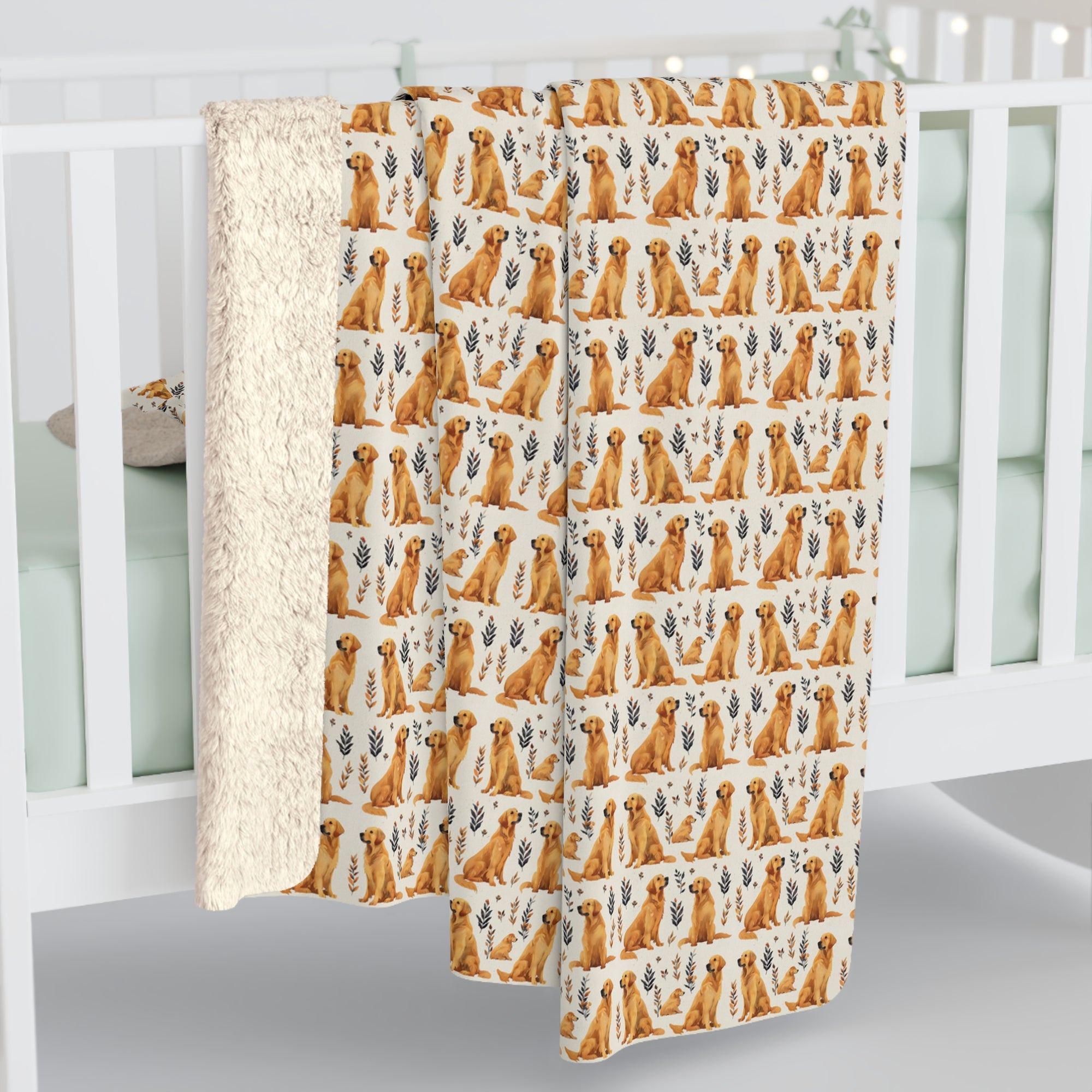 Golden Glamour Paws - Luxe Licks for Regal Retrievers Sherpa Fleece Blanket