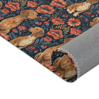 Dachshund Heritage - William Morris Inspired Area Rug