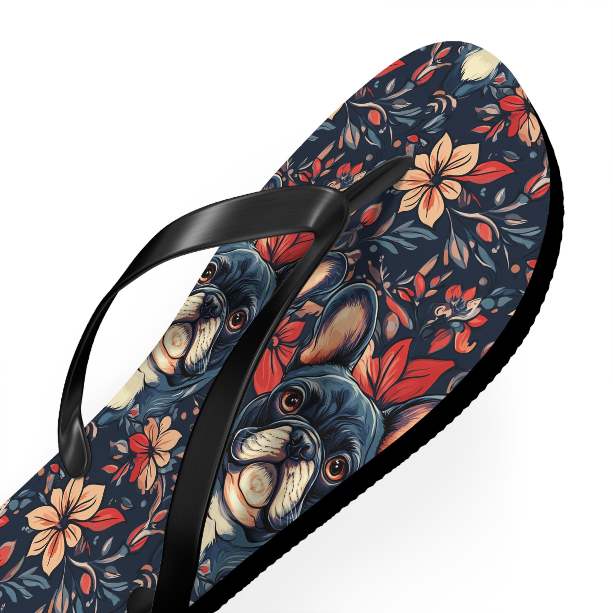 Gothic Rose Bulldog Noir Enchantment Flip Flops