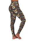 Floofy Corgi Blossom Blast High Waisted Yoga Leggings