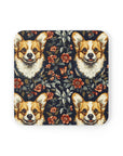 Floofy Corgi Blossom Blast Cork Back Coaster