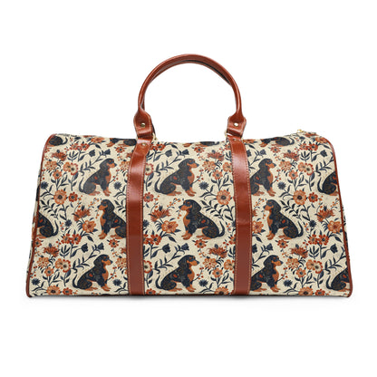 Blossoming Dachshunds Delight Waterproof Travel Bag