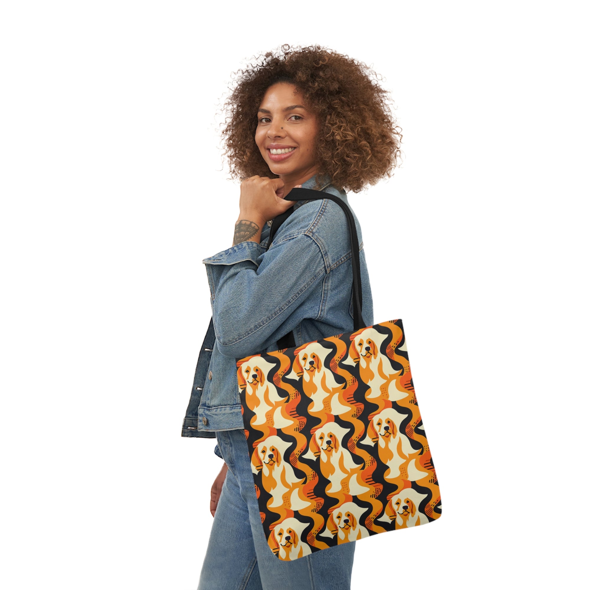 Golden Woof Abstract Glamour Canvas Tote Bag