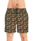 Dazzling Dachsund Blossoms & Foliage Men's Mid-Length Swim Shorts