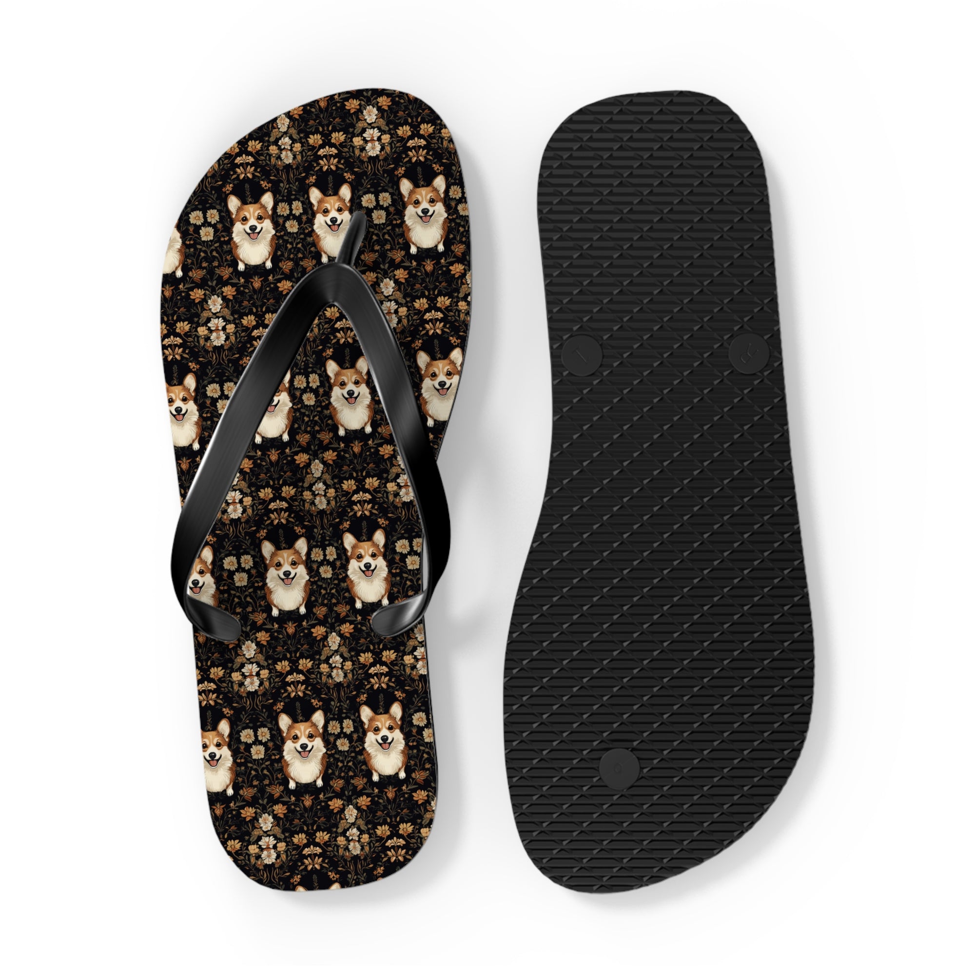 Nighttime Corgi Glow Stride Flip Flops