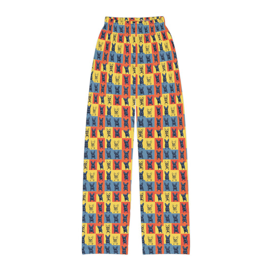 Frenchie Pop Art Pawfection Grid Kids Pajama Pants