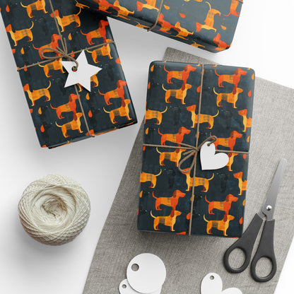 Dapper Dachshund Noir Glow Wrapping Paper