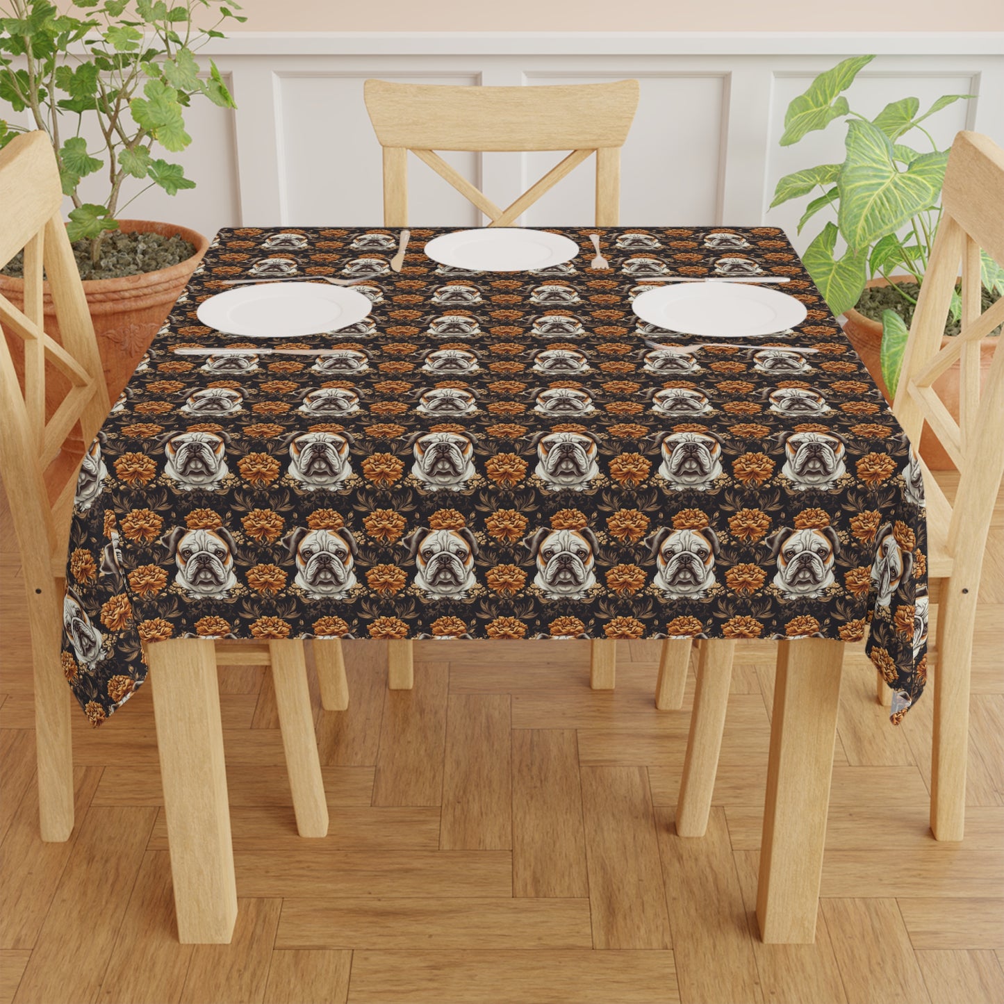 Bloomingly Bulldogistic Bouquet Tablecloth