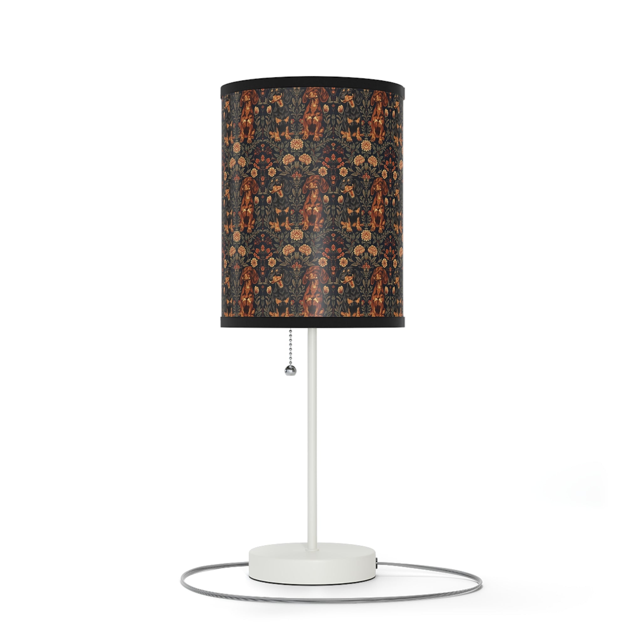 Dapper Dachshund Embroidery Elegance Lamp on a Stand