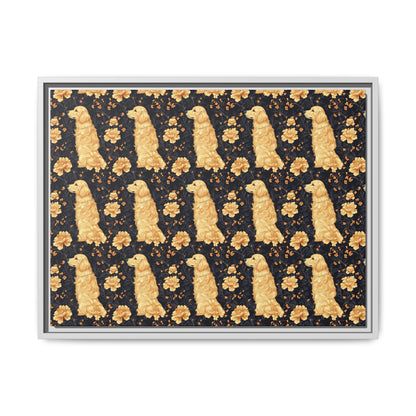 Golden Paws Floral Frenchie Matte Canvas, Framed