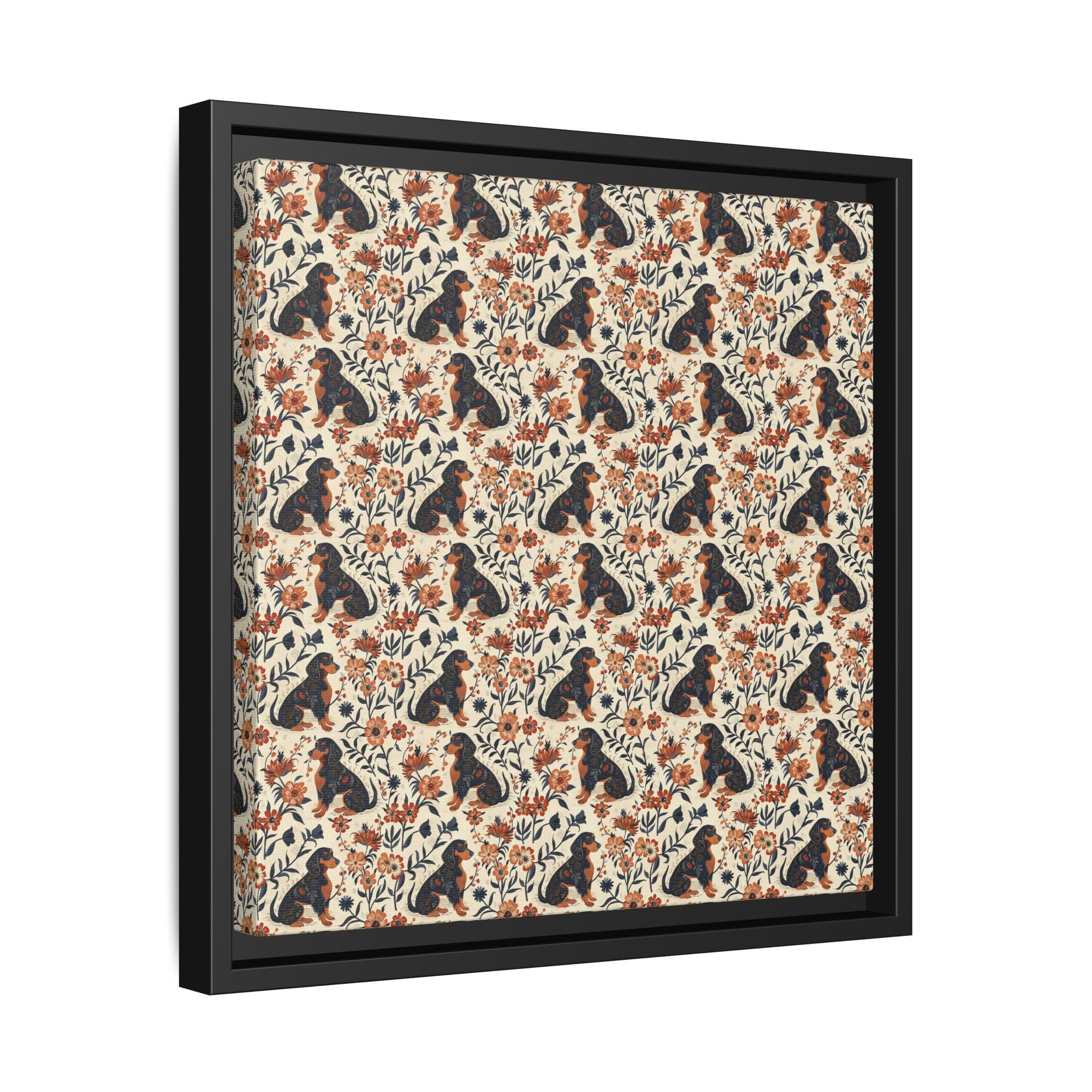 Blossoming Dachshunds Delight Matte Canvas, Framed