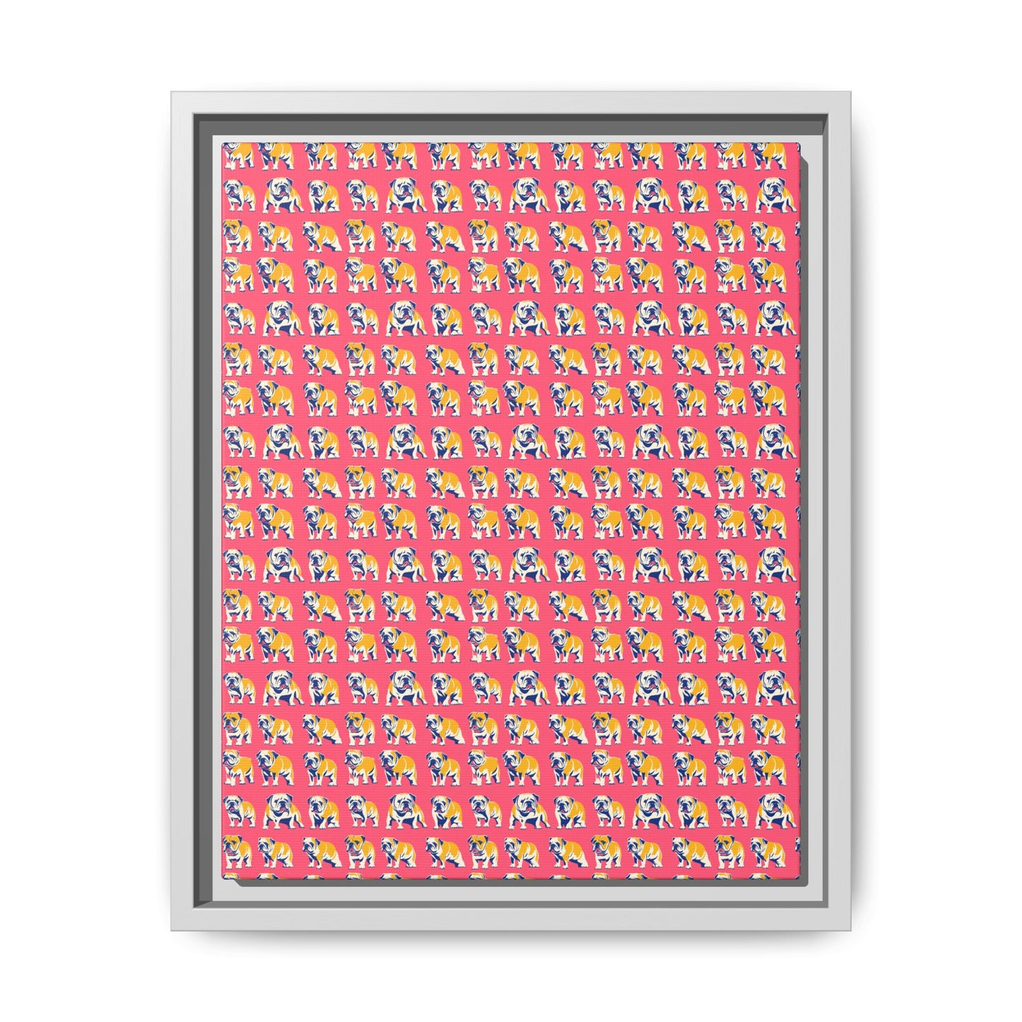 Bubblegum Glamour Bulldog Bouquet Matte Canvas, Framed