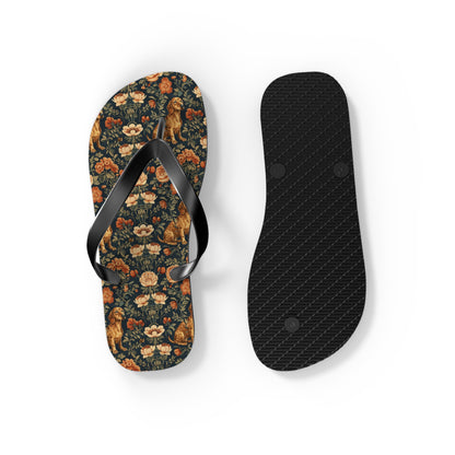 Dazzling Dachsund Blossoms & Foliage Flip Flops