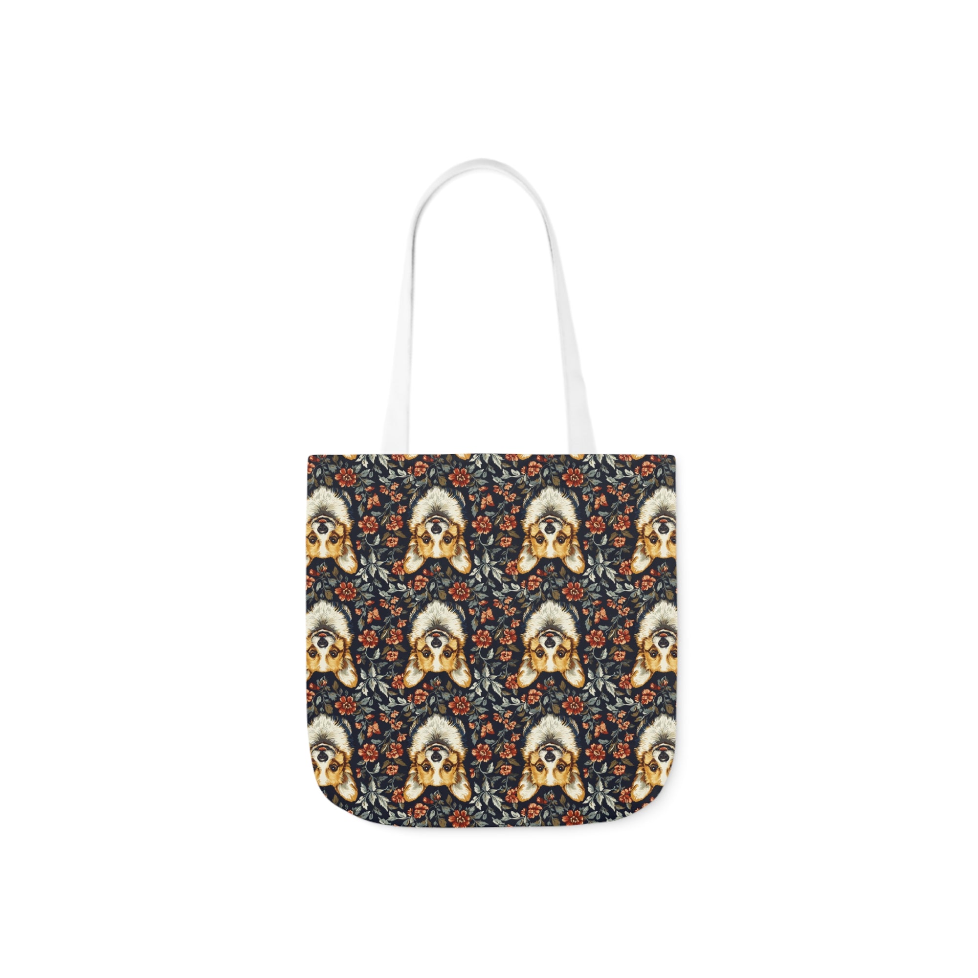 Floofy Corgi Blossom Blast Canvas Tote Bag