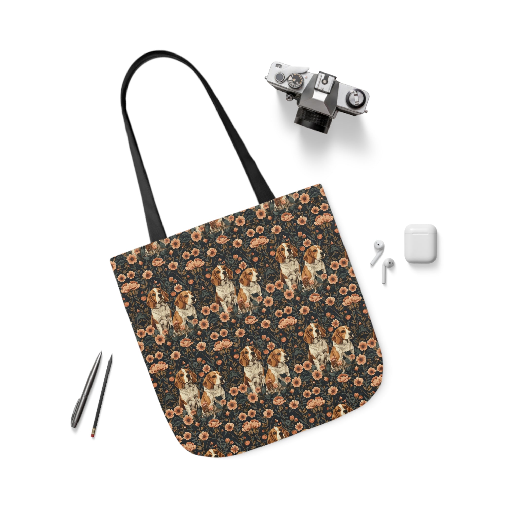 Beagle Blossom Bonanza Canvas Tote Bag