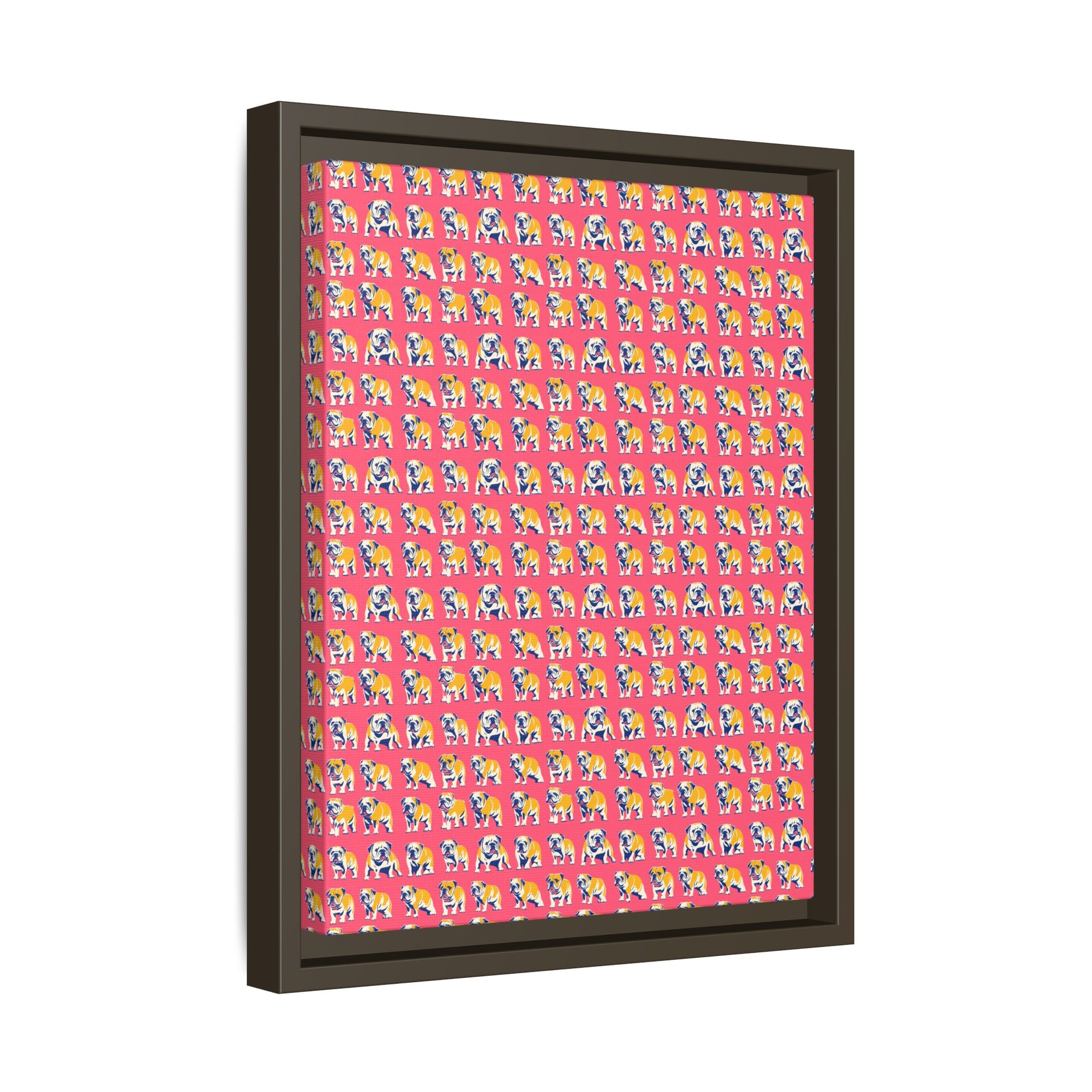 Bubblegum Glamour Bulldog Bouquet Matte Canvas, Framed