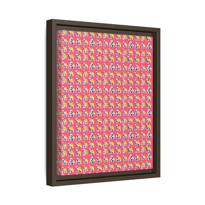 Bubblegum Glamour Bulldog Bouquet Matte Canvas, Framed