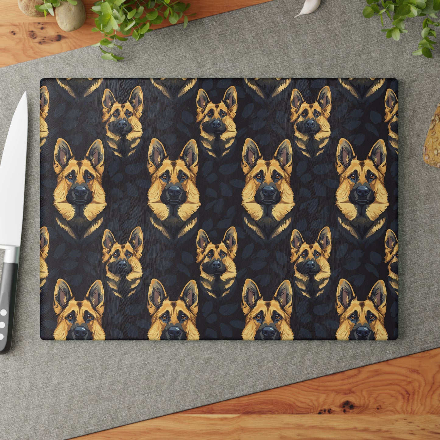 Majestic Hound Couture: German Shepherd LuxeBlend Glass Cutting Board