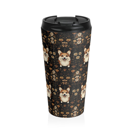 Nighttime Corgi Glow Stride Stainless Steel Travel Mug