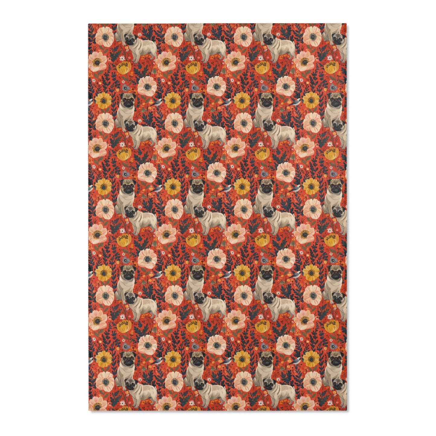 Pugs and Poppies Heritage Rug