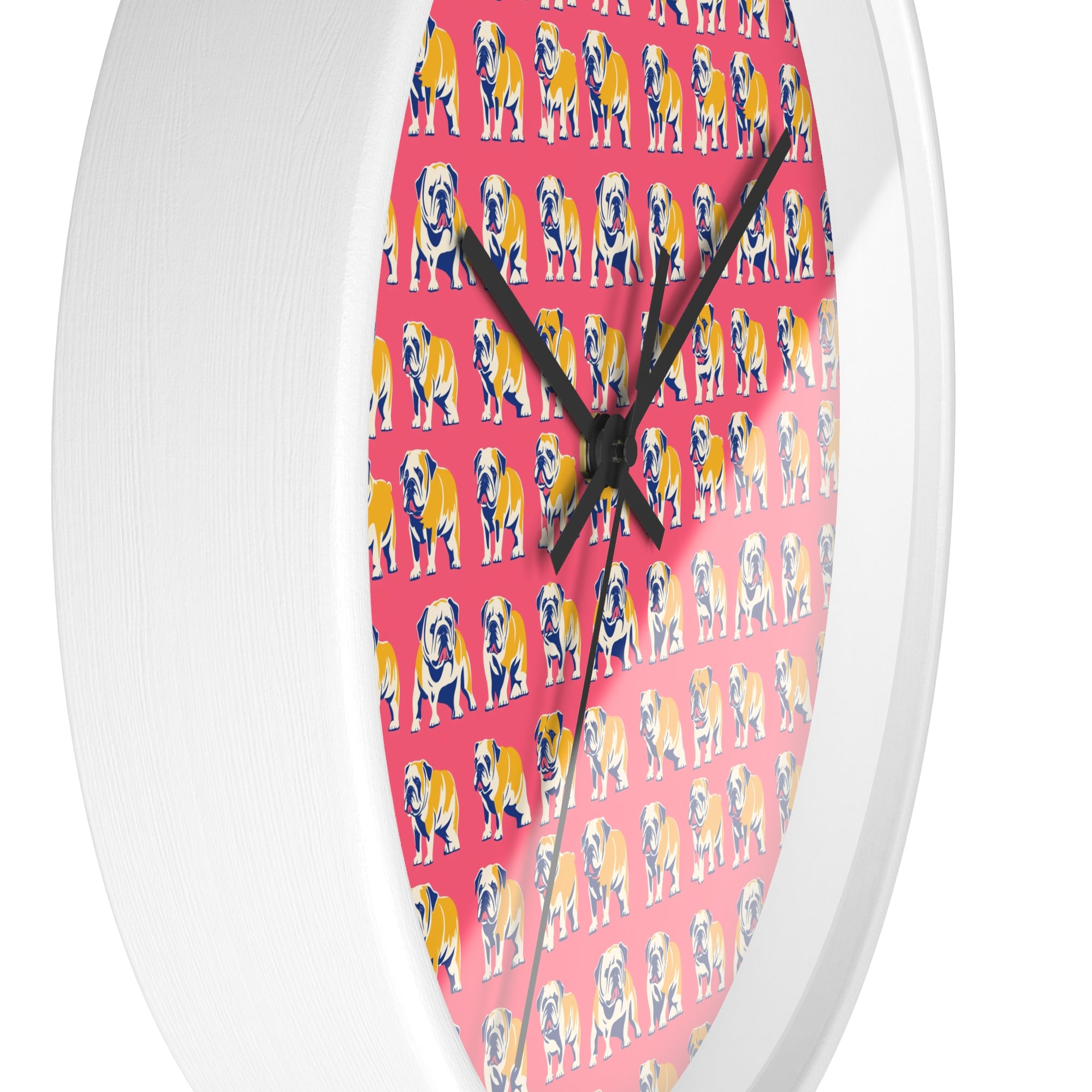 Bubblegum Glamour Bulldog Bouquet Wall Clock