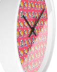 Bubblegum Glamour Bulldog Bouquet Wall Clock