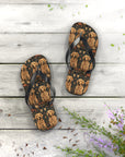 Fanciful Golden Paradise Blossom Flip Flops