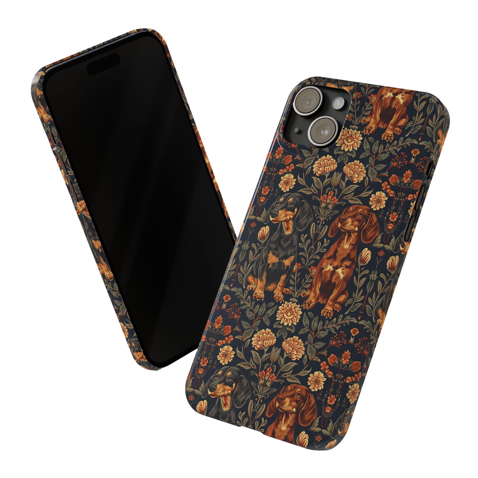 Dapper Dachshund Embroidery Elegance Slim Phone Cases