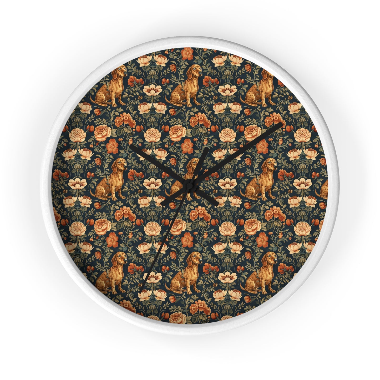 Dazzling Dachsund Blossoms & Foliage Wall Clock