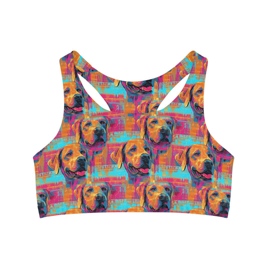 Rustic Charm Labrador Chic Seamless Sports Bra