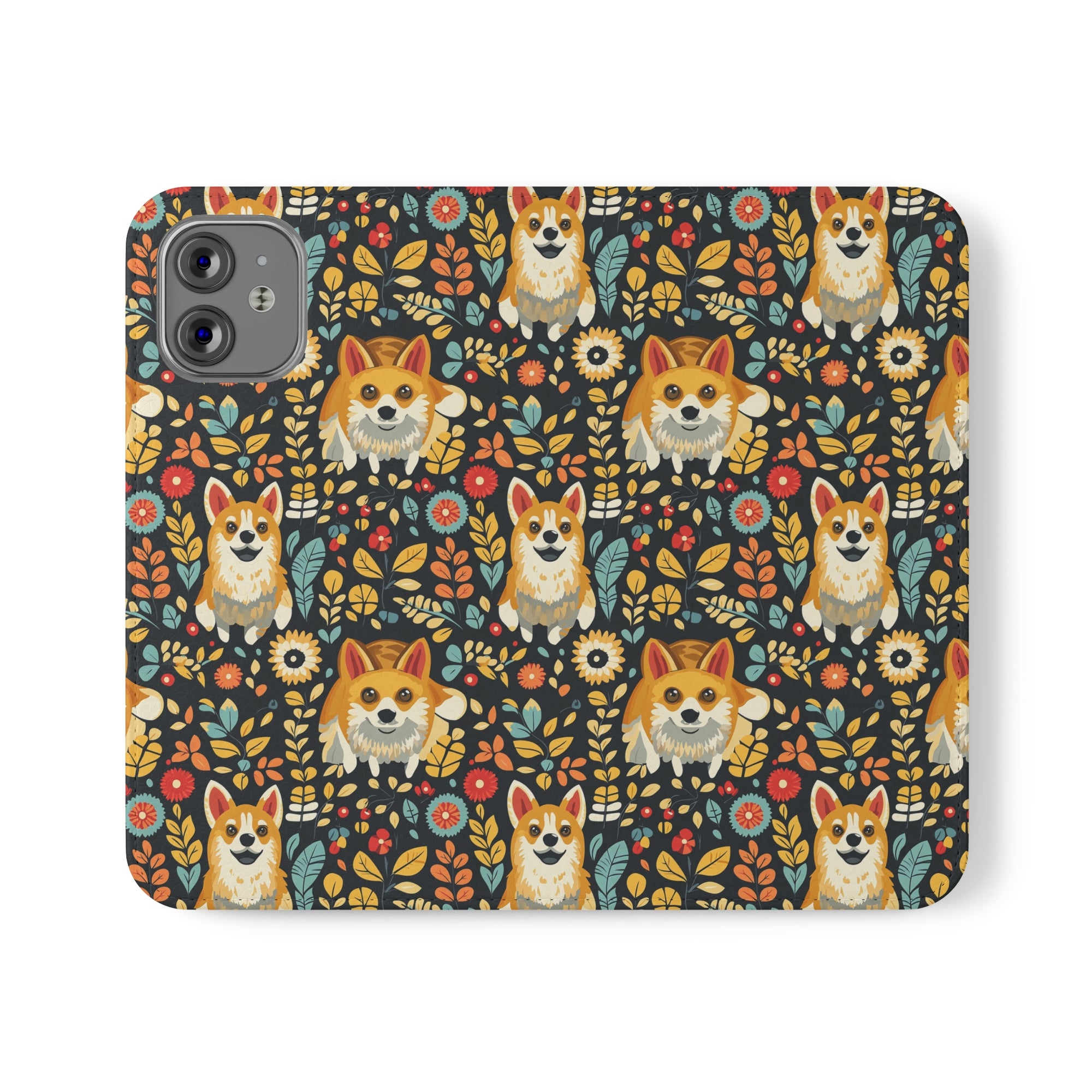 Corgi Rainbow Vine Dream Flip Cases