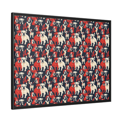 Bulldoggy Bliss Chomper Matte Canvas, Framed