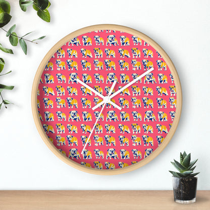 Bubblegum Glamour Bulldog Bouquet Wall Clock