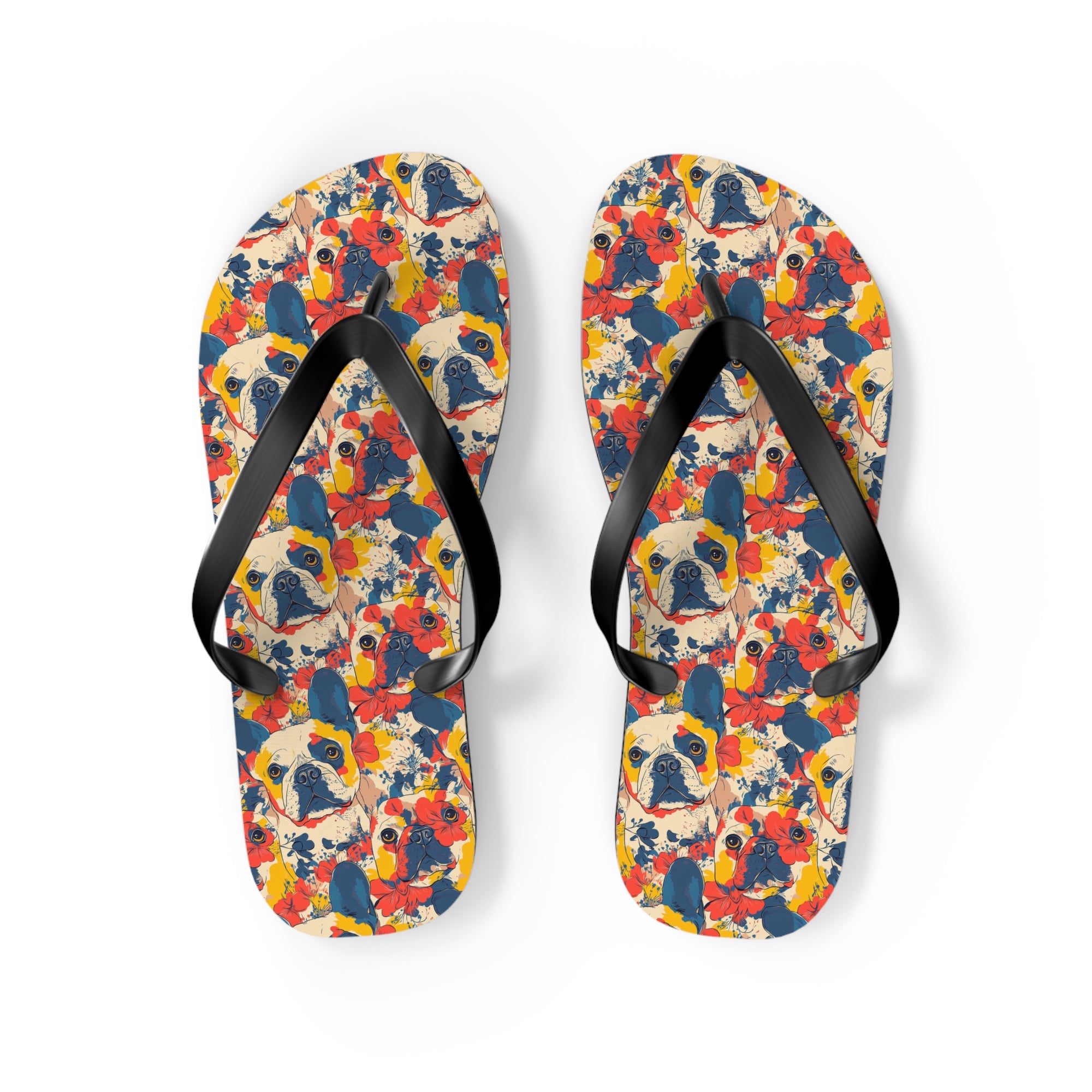 Bloom Pup Frenchietastic Splatter Flip Flops