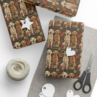 Blossoming Labradors Bouquet Wrapping Paper