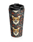 Floofy Corgi Blossom Blast Stainless Steel Travel Mug