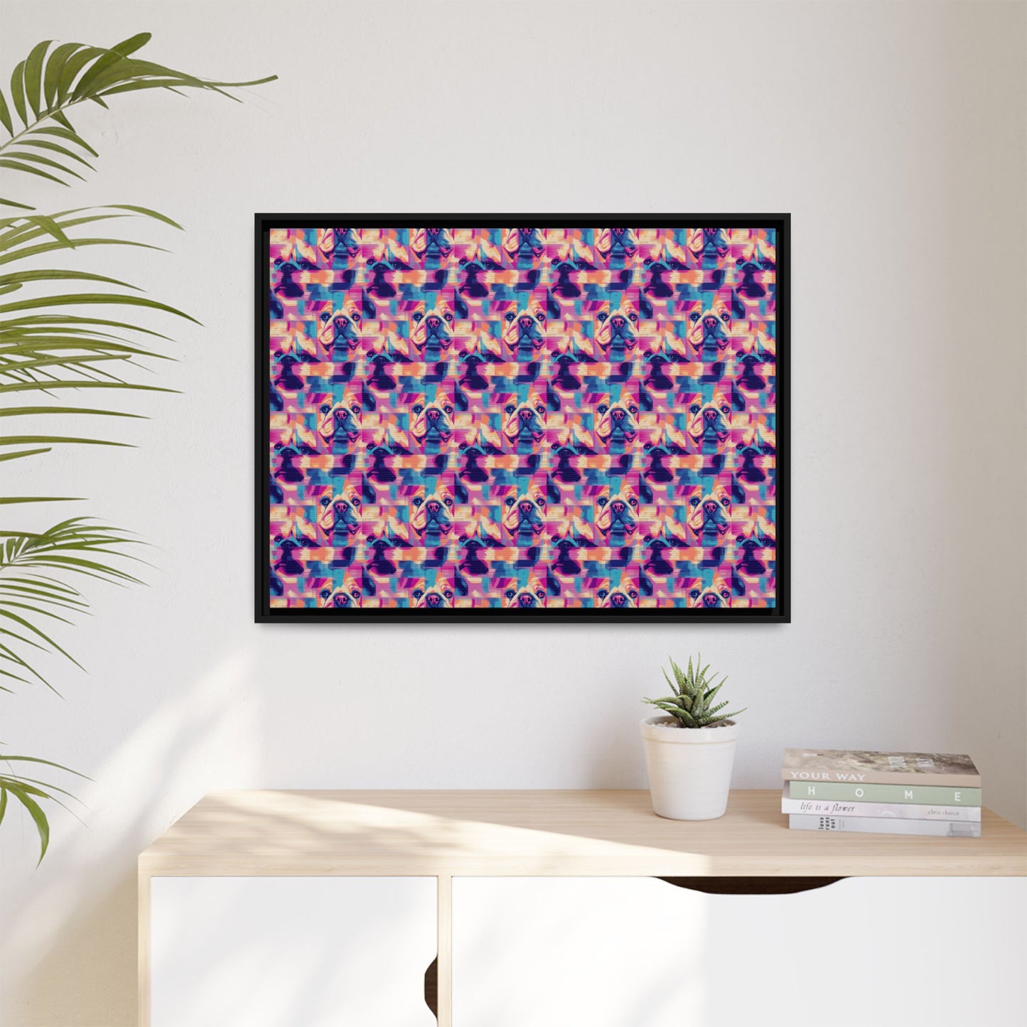 Dazzling Bulldog Chic Matte Canvas, Framed