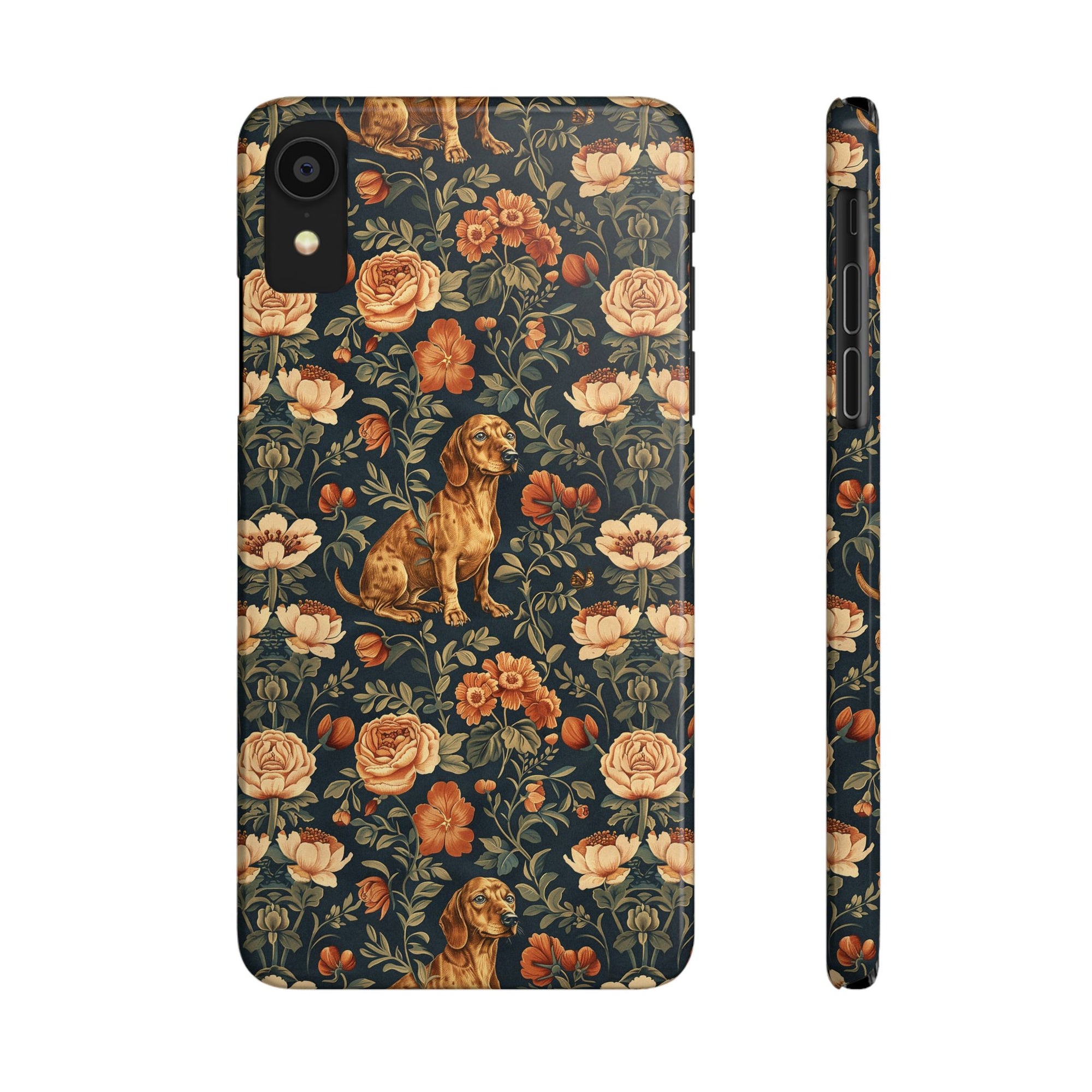 Dazzling Dachsund Blossoms &amp; Foliage Slim Phone Cases