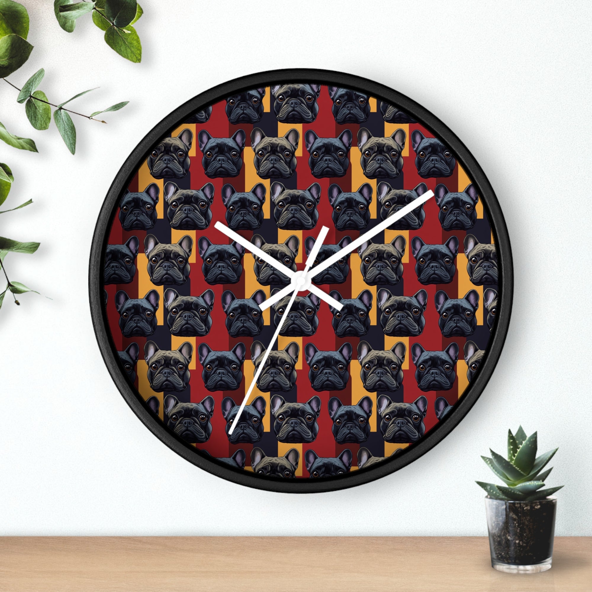 Chic Canine Checkmate - Frenchie Edition Wall Clock