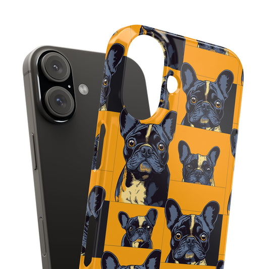 Frenchie Pawsitively Pawsome Peek-a-Boo Perfection Slim Phone Cases