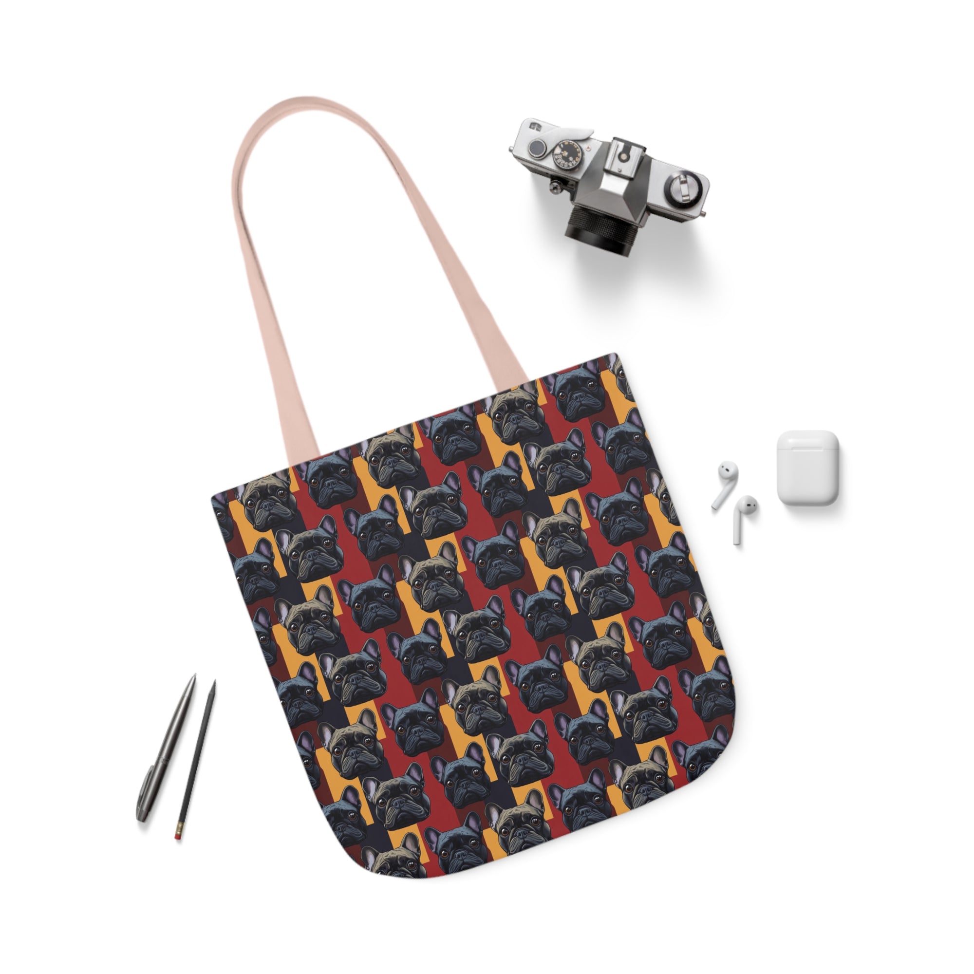 Chic Canine Checkmate - Frenchie Edition Canvas Tote Bag